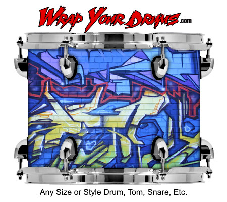 Buy Drum Wrap Graffiti Blue Drum Wrap